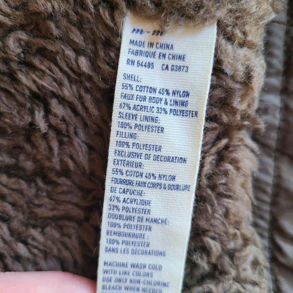 American Eagle Y2K Army Green Military Parka‎ Jacket Faux Fur Hood Sherpa MEDIUM - Picture 8 of 14